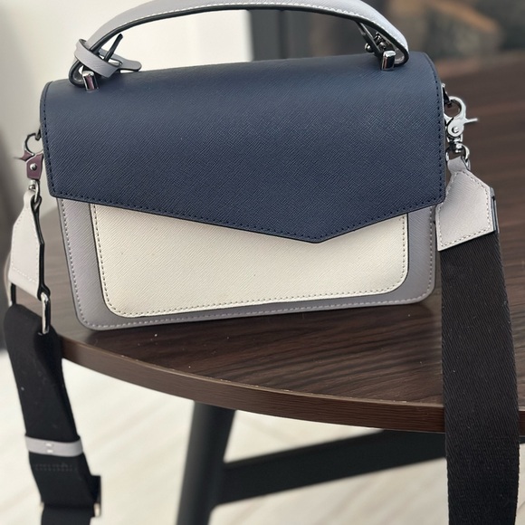 Handbags - Botkier Navy & Gray Leather Crossbody Satchel Top Handle Colorblock Bag